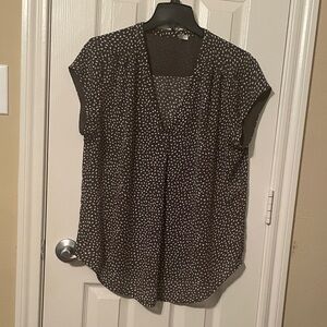 Women's Dark Green Tear-Drop Polka Dot Blouse